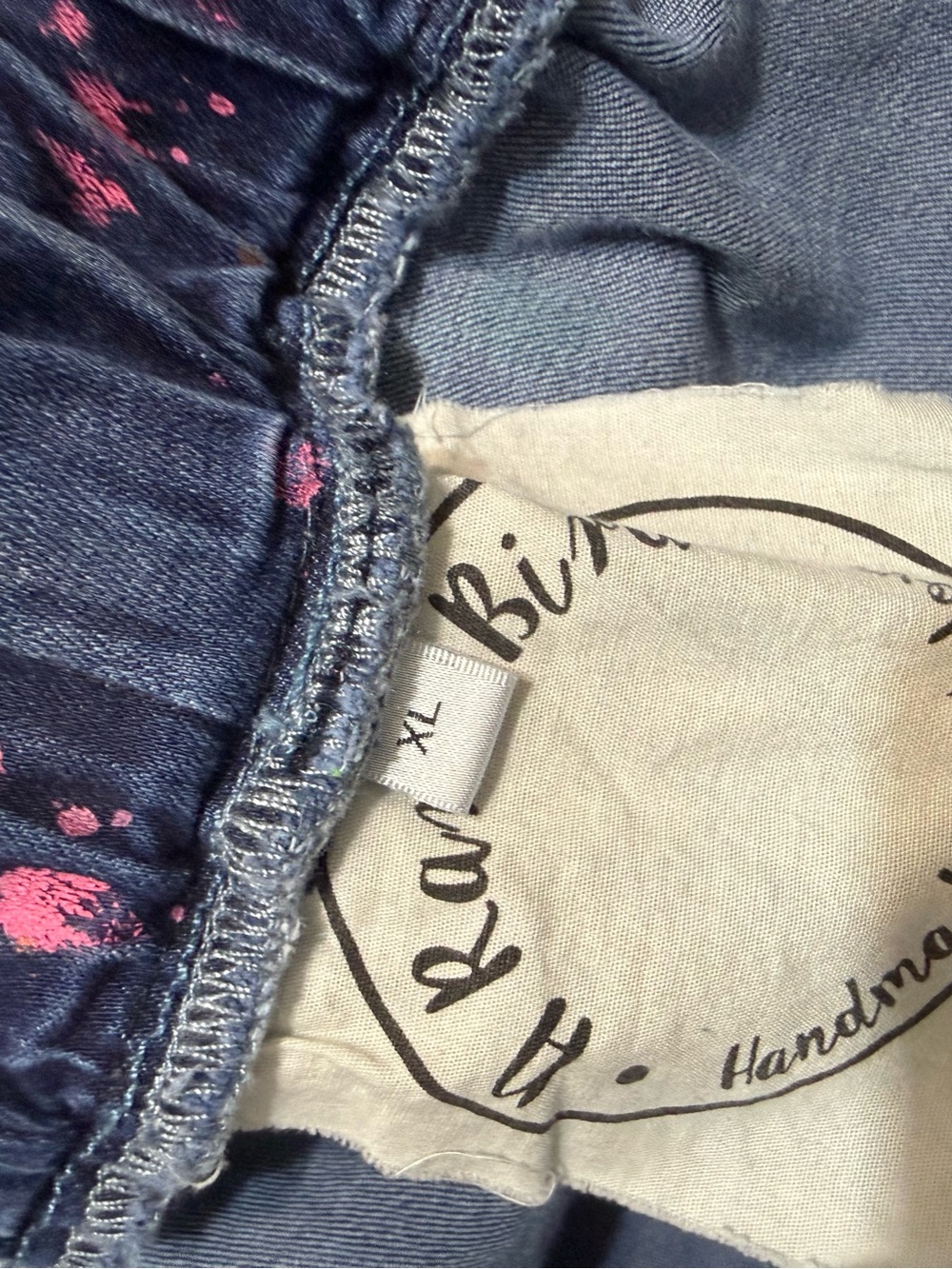 A Rare Bird Handmade Light Blue Denim Jeans with Diferent Paint Accents - Picture 3 of 7